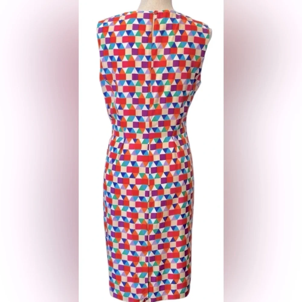 Kate Spade Short Sleeve Abbey Silk Blend Sheath Dress In Vibrant Geo Print ZB4